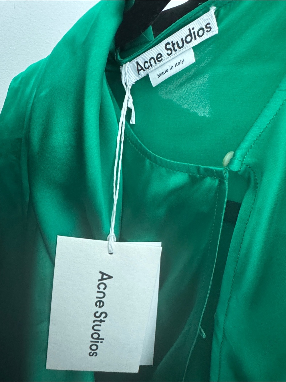 NWT ACNE STUDIOS SILK CUT OUT DRESS KELLY GREEN - Picture 5 of 5